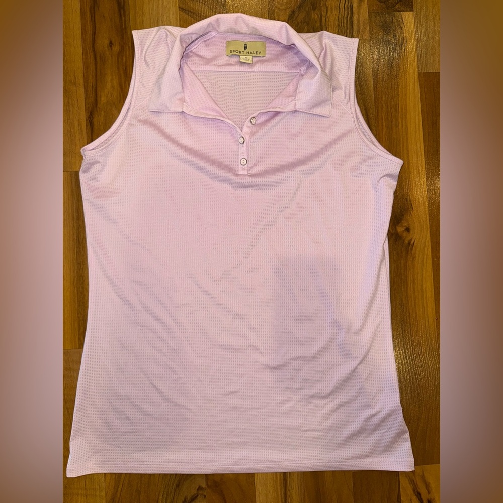 Sport Haley athletic athleisure tank top with collar buttons,‎ sz small
